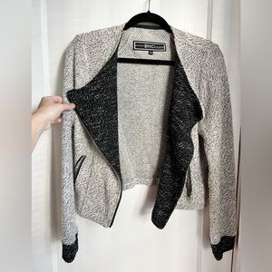 BNCI by Blanc Noir Knit Zip Moto Jacket, Heather Gray/Black, Size L